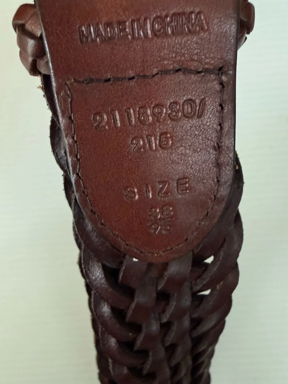 Polo Ralph Lauren Braided Leather Belt Mens Size 38/95 Brass Buckle RL 67